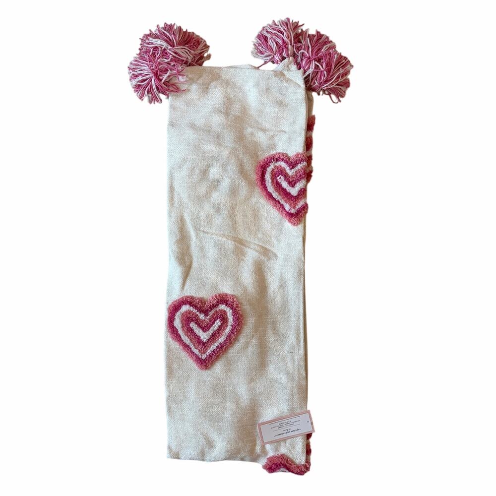 NEW Cupcakes & Cashmere Pink Tufted Hearts Tassels Valentines Throw 50x70